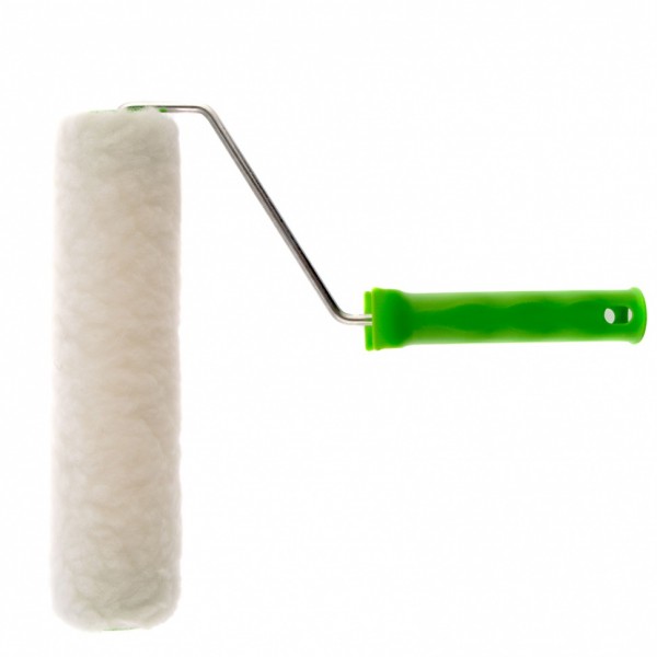 Валик с натуральным мехом, с ручкой, 250 мм, ворс 12 мм, D 48 мм, D ручки 6 мм, Россия Сибртех 80124