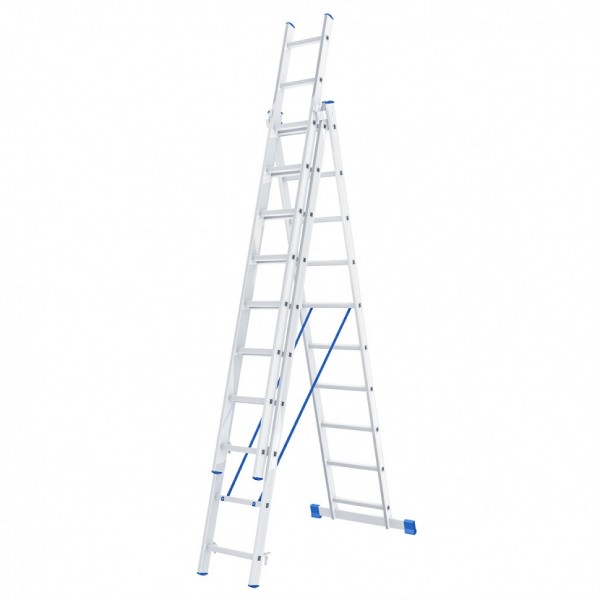 Лестница, 3 х 10 ступеней, алюминиевая, трехсекционная, Россия, Сибртех 97820