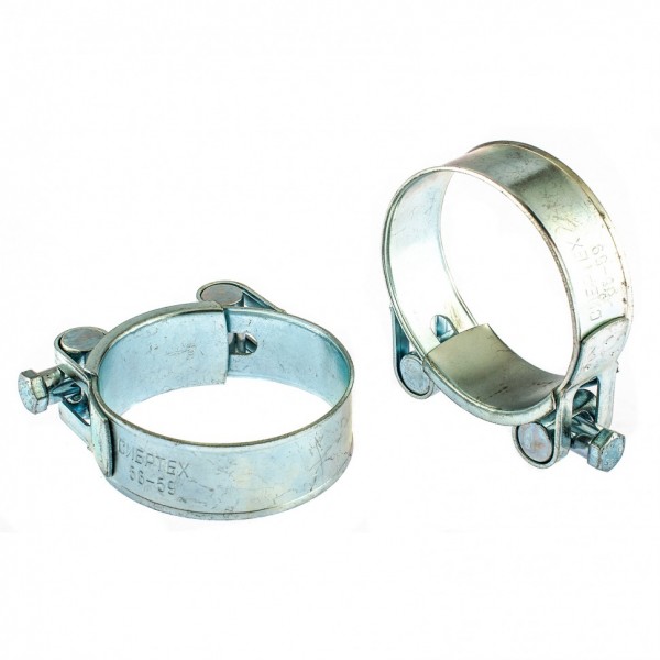 Хомуты металлические, силовые 56-59 мм, ширина 22 мм, шарнирный, W1, 2 шт Сибртех 47543