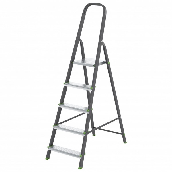 Стремянка, 5 ступеней, стальной профиль, алюминиевые ступени Россия Сибртех 97955