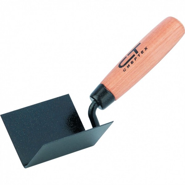 Кельма угловая, 80 х 60 х 60 мм, стальная, для внутренних углов, буковая ручка Сибртех 86307