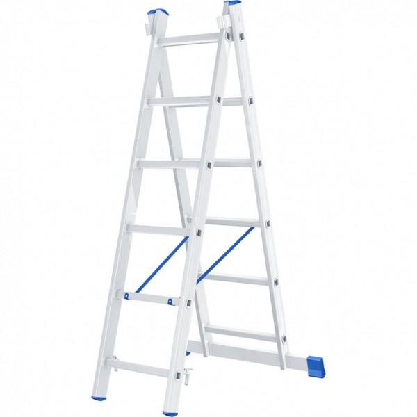 Лестница, 2 х 6 ступеней, алюминиевая, двухсекционная, Россия, Сибртех 97906