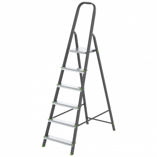 Стремянка, 6 ступеней, стальной профиль, алюминиевые ступени Россия Сибртех 97956