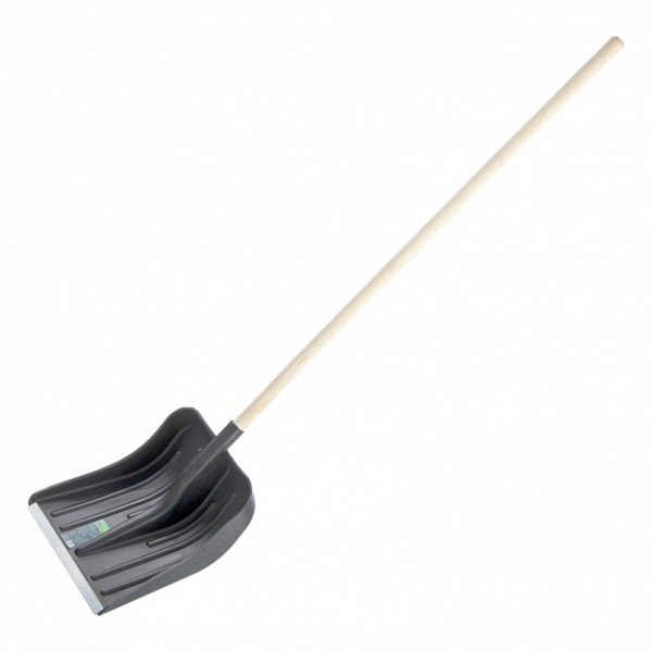 Лопата для уборки снега пластиковая, 360 х 405 х 1550 мм, деревянный черенок в/с, Россия, Сибртех 61566