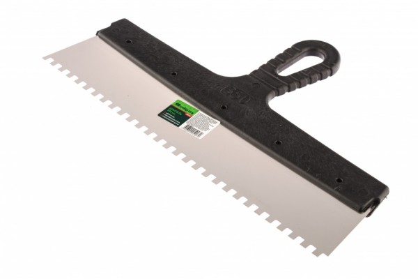 Шпатель из нержавеющей стали, 350 мм, зуб 6 х 6 мм, пластмассовая ручка Сибртех 85468