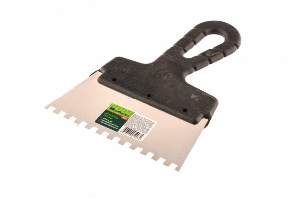 Шпатель из нержавеющей стали, 150 мм, зуб 6 х 6 мм, пластмассовая ручка Сибртех 85459