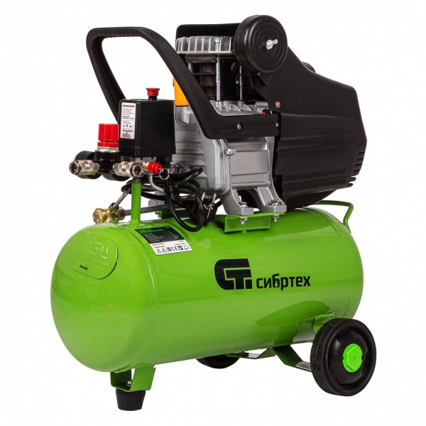 Компрессор воздушный КК-1100/22, 1, 1 кВт, 135 л/мин, 22 л, прямой привод, масляный Сибртех 58036
