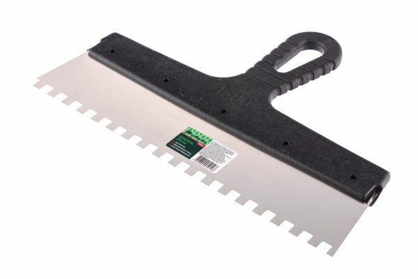 Шпатель из нержавеющей стали, 300 мм, зуб 8 х 8 мм, пластмассовая ручка Сибртех 85476