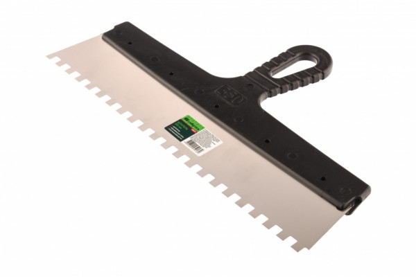 Шпатель из нержавеющей стали, 350 мм, зуб 8 х 8 мм, пластмассовая ручка Сибртех 85477