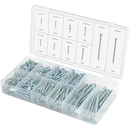 Набор саморезов по дереву, 750 шт Сибртех 47619