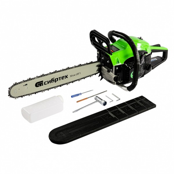 Пила цепная бензиновая ПЦБ-5850, шина 50 см, 58 см3, 4.0 л.с, шаг 0.325, паз 1.5 мм, 76 звеньев Сибртех 95206