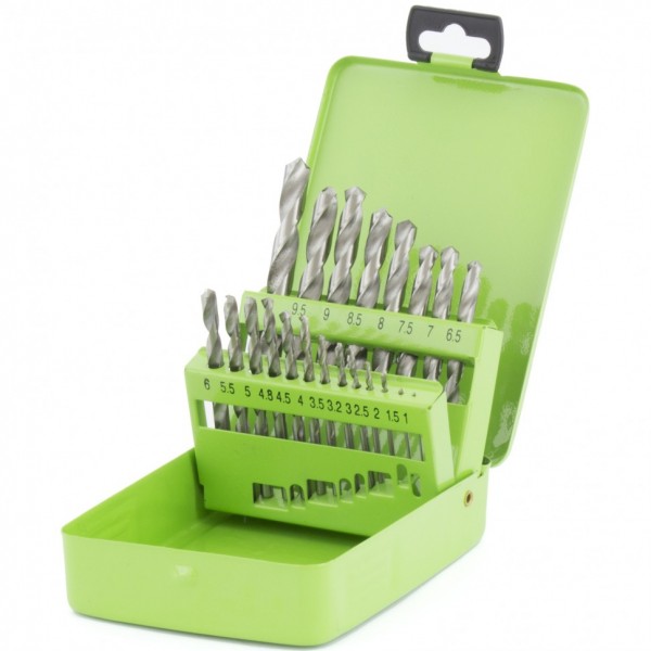 Набор сверл по металлу, 1-10 мм, (через 0.5 мм +3.2 и 4.8 мм), HSS, 21 шт, металлический бокс, цилиндрический хвостовик Сибртех 723756