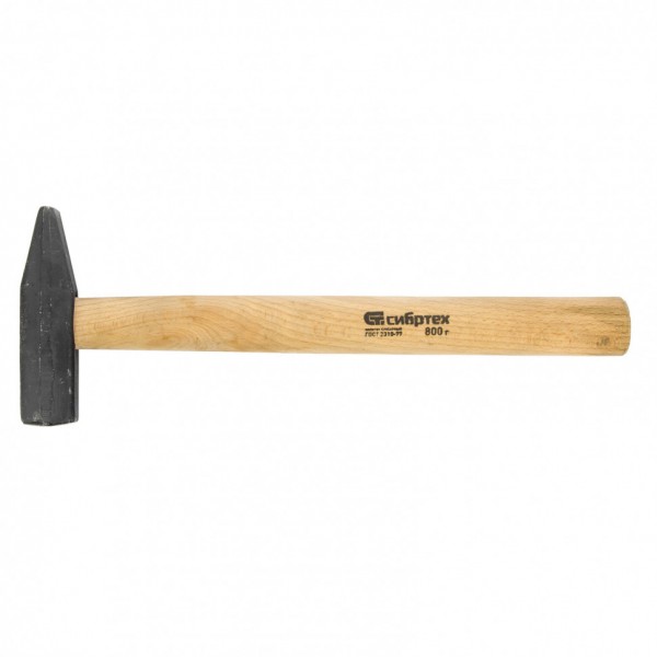 Молоток слесарный 800 г, квадратный боек, деревянная рукоятка Сибртех 10220