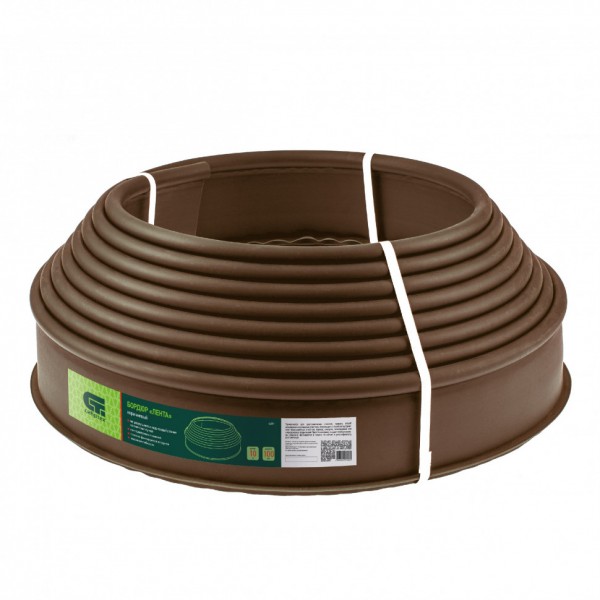 Бордюр Лента, 10 х 1000 см, полиэтиленовый, коричневый, Россия, Сибртех 64551