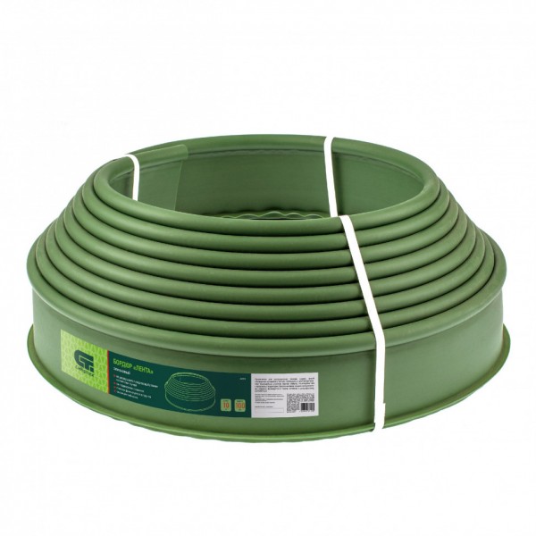 Бордюр Лента, 10 х 1000 см, полиэтиленовый, оливковый, Россия, Сибртех 64553