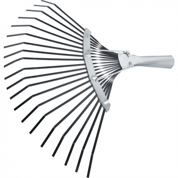 Грабли веерные стальные, 385 мм, 20 плоских зубьев, оксидированные, без черенка, Россия, Сибртех 61778