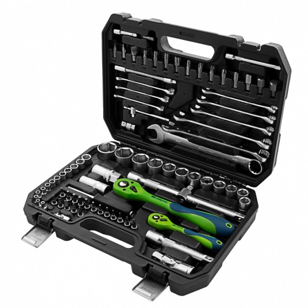 Набор инструментов 82 предмета, CrV, 1/2, 1/4 Сибртех 13514