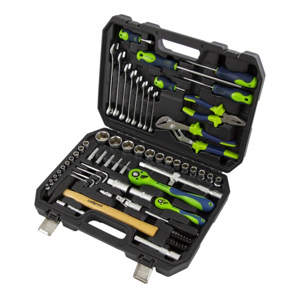 Набор инструментов 76 предметов CrV, 1/2, 1/4 Сибртех 13528