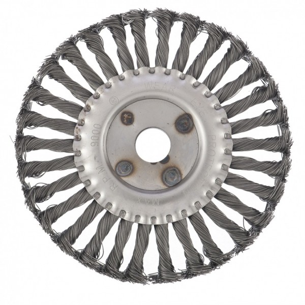 Щетка для УШМ 175 мм, посадка 22.2 мм, плоская, крученая металлическая проволока Сибртех 746367