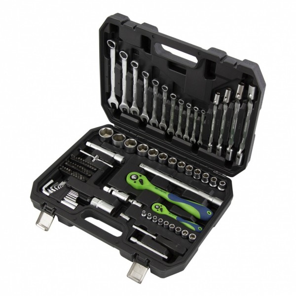 Набор инструментов 89 предметов, CrV 1/2, 1/4 Сибртех 13529