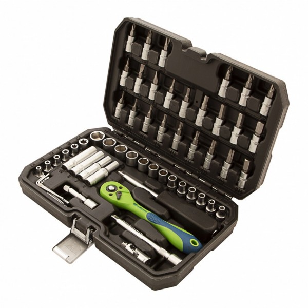 Набор инструментов 56 предметов, CrV, 1/4 Сибртех 13525