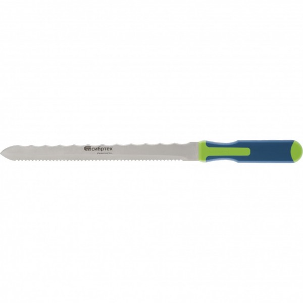 Нож для резки теплоизоляционных панелей, 2-стороннее лезвие, обрезиненная рукоятка, 420 мм, лезвие 280 мм Сибртех 79027