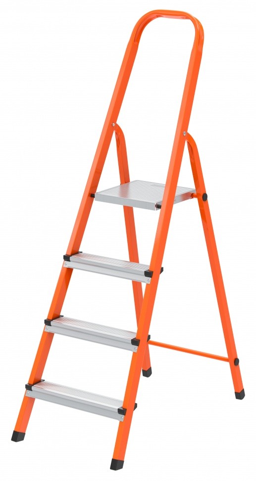 Стремянка, 4 ступени, стальной профиль, ступени сталь, оранжевая, Россия, Сибртех 97964