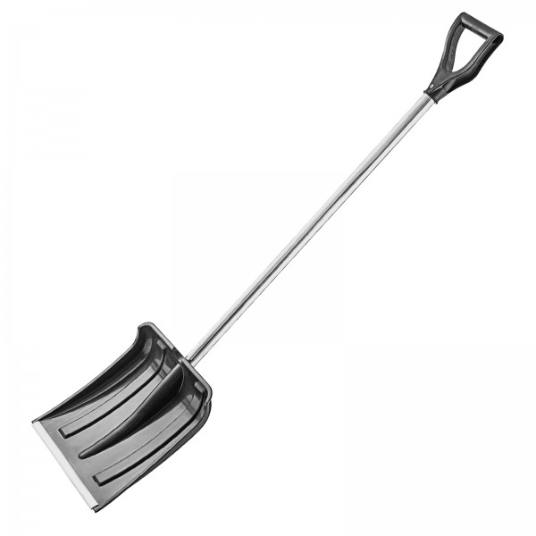 Лопата для уборки снега пластиковая, 350x355x1330 мм, алюминиевый черенок, Россия, Сибртех 61466