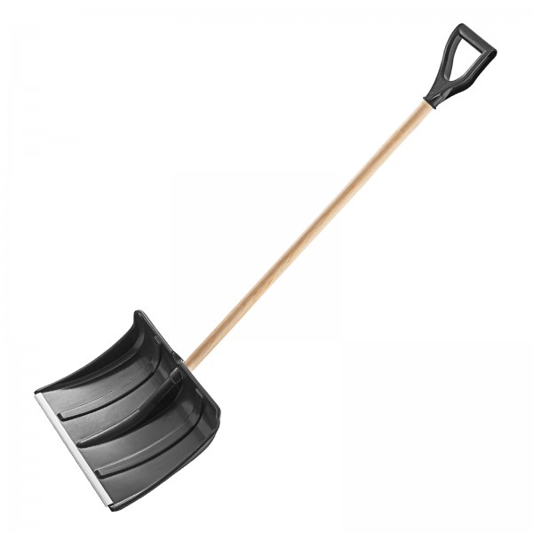 Лопата для уборки снега пластиковая, 470х350х1410 мм, деревянный черенок, Россия, Сибртех 61665