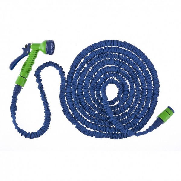 Набор поливочный, растягивающийся шланг 15 м, 7 режимов пистолет, соединитель, адаптер Сибртех 67544
