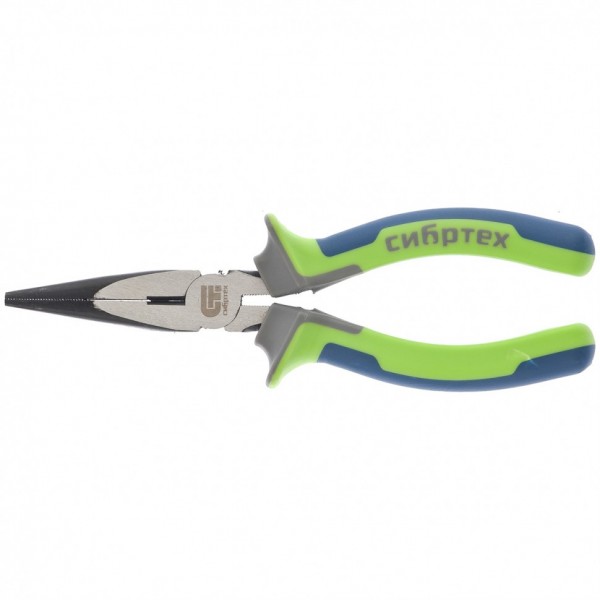 Длинногубцы прямые 160 мм, фосфатирование, трехкомпонентные рукоятки Сибртех 17155