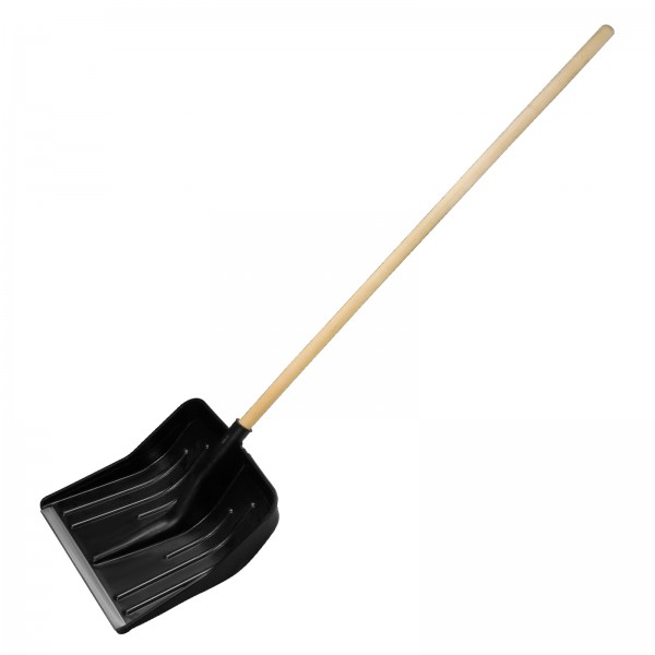 Лопата для уборки снега пластиковая, 400х420х1425 мм, деревянный черенок 1 сорт, Россия, Сибртех 615805