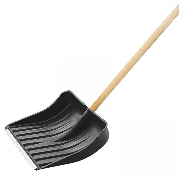 Лопата для уборки снега пластиковая, 510х415х1410 мм, деревянный черенок, Россия, Сибртех 615895
