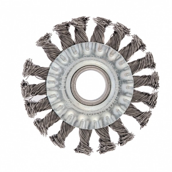 Щетка для УШМ, 100 мм, посадка 22.2 мм, плоская, крученая проволока 0.5 мм Сибртех 746307