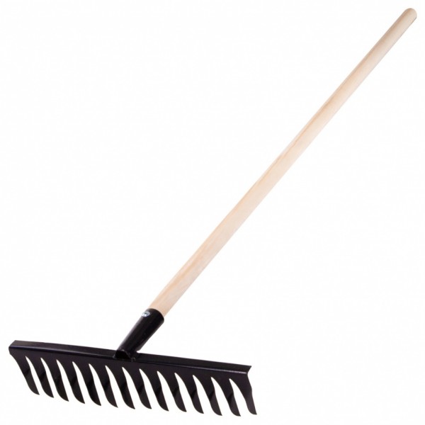 Грабли стальные, 350 х 1300 мм, 14 витых зубьев, деревянный черенок, Россия, Сибртех 61768