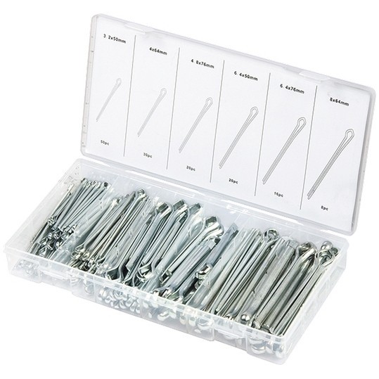 Набор шплинтов, S головки х L: 3.2 х 50.4 х 64, 4.8 х 76, 6, 4 х 25, 6, 4 х 76, 8 х 64 мм, 144 предмета Сибртех 47603