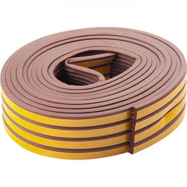 Уплотнитель, 12 м, профиль E, коричневый Сибртех 93923