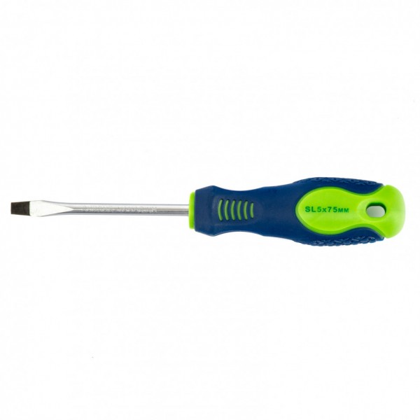 Отвертка, SL5 х 75 мм, CrV, двухкомпонентная рукоятка Сибртех 11865
