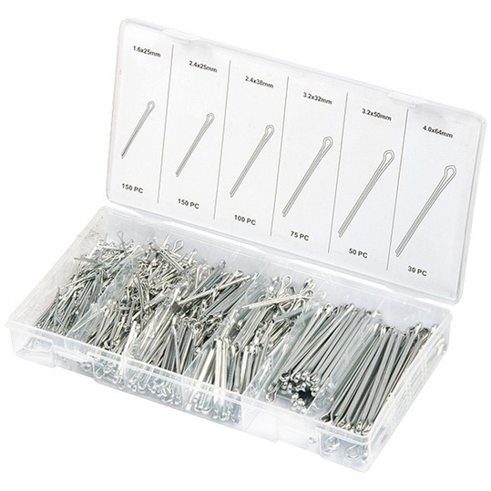 Набор шплинтов, S головки х L: 1.6 х 25.2, 3 х 25.2, 3 х 38, 3, 1 х 32, 3, 1 х 50.4 х 63 мм, 555 предметов Сибртех 47604