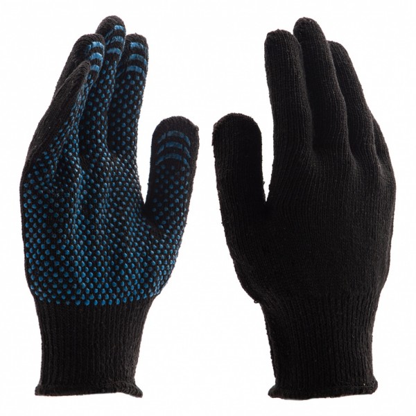 Перчатки хлопкоэфирные плюшевые, ПВХ Точка, 7 кл, 55 гр Россия Сибртех 67769