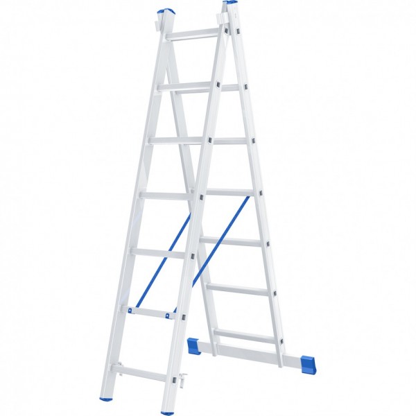 Лестница, 2 х 7 ступеней, алюминиевая, двухсекционная, Россия, Сибртех 97907