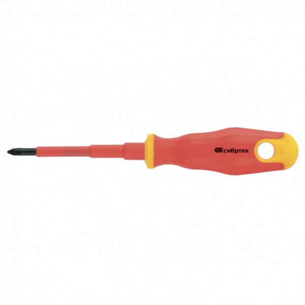 Отвертка диэлектрическая PH1 х 80 мм, CrV, до 1000 В, двухкомпонентная рукоятка Сибртех 12930