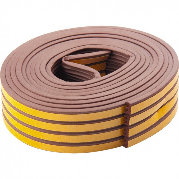 Уплотнитель, 6 м, профиль E, коричневый Сибртех 93944