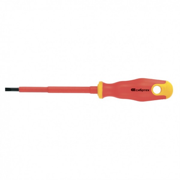 Отвертка диэлектрическая SL4 х 100 мм, CrV, до 1000 В, двухкомпонентная рукоятка Сибртех 12932