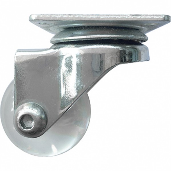 Колесо ПУ прозрачное поворотное d-35 мм, крепление платформенное Сибртех 68731