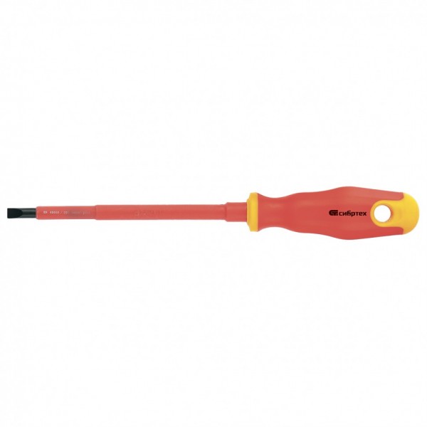 Отвертка диэлектрическая SL5.5 х 125 мм, CrV, до 1000 В, двухкомпонентная рукоятка Сибртех 12933