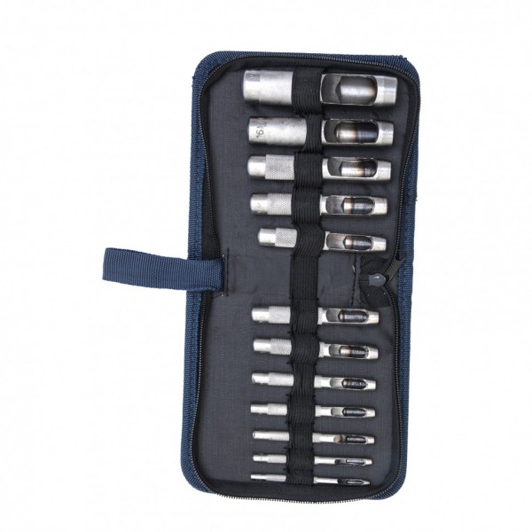Набор пробойников для кожи 3 4 5 6 7 8 9 10 12 14 16 19 мм, 12 шт, чехол Сибртех 18312
