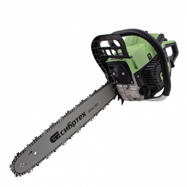 Пила цепная бензиновая БП-5245, 52 см3, шина 45 см, шаг 0.325, паз 1,5 мм, 72 звена Сибртех 95209
