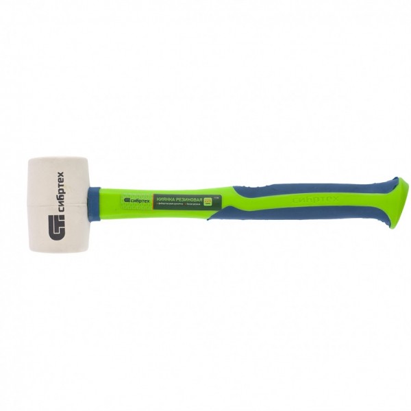 Киянка резиновая, 225 г, белая резина, фибергласовая рукоятка Сибртех 11166