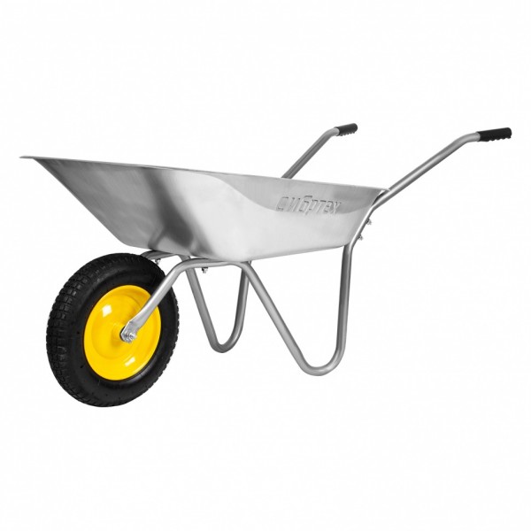 Тачка садовая, грузоподъемность 90 кг, оцинк. рама, объем 65 л Сибртех 689614